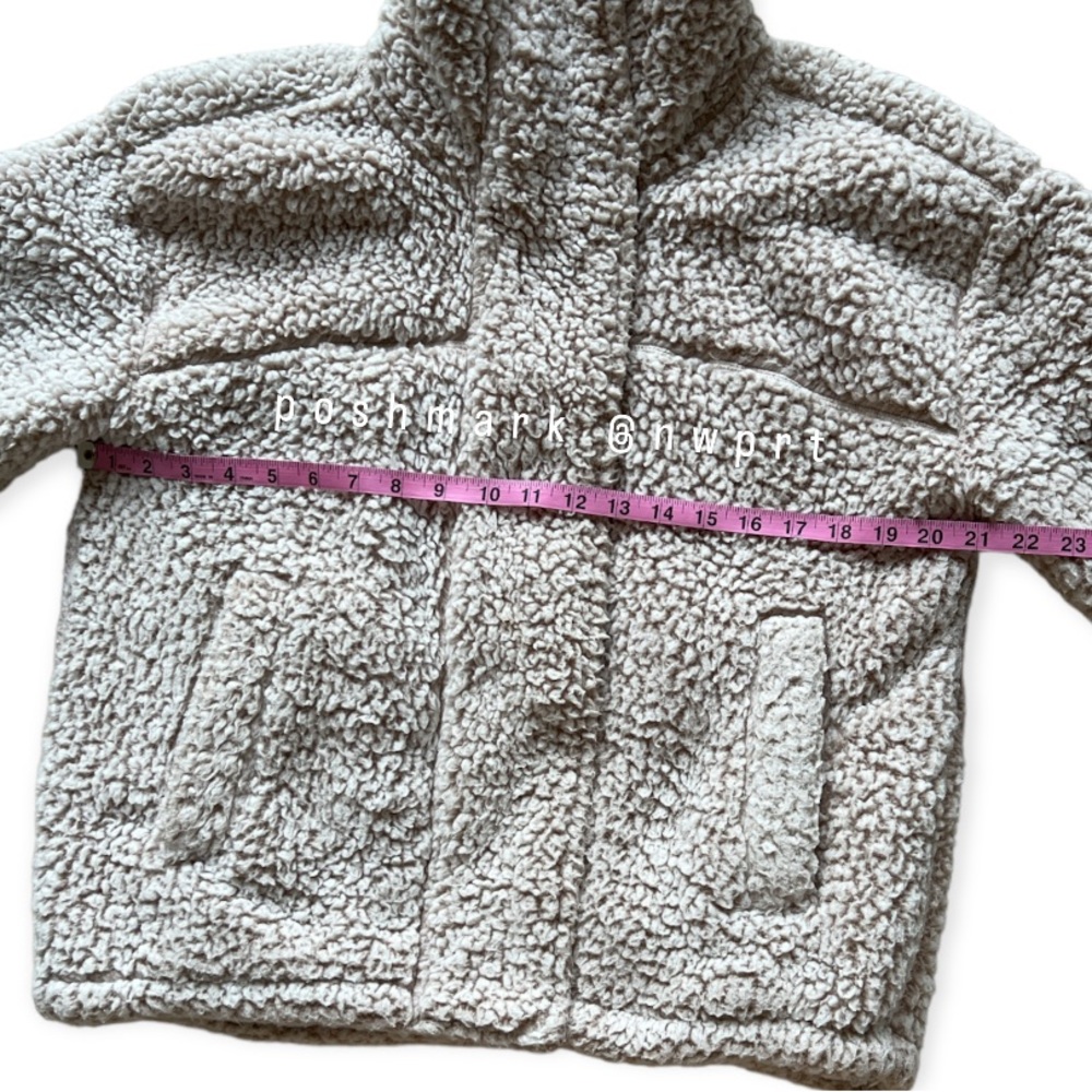 ABERCROMBIE & FITCH Cinched Cocoon Sherpa Fleece Faux Fur Jacket Beige XXS XS - Picture 10 of 13